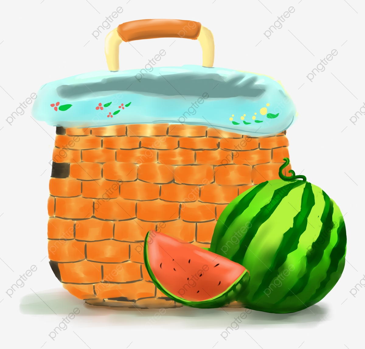 Watermelon clipart basket. Melon fruit storage bag
