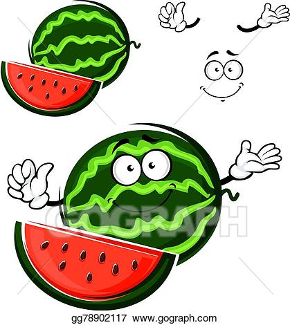 Watermelon clipart character. Vector art fruit cartoon
