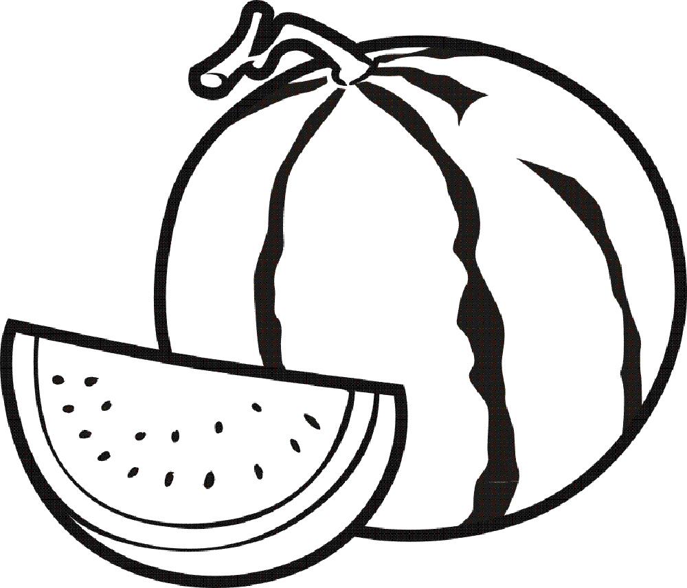 Watermelon clipart outline. Black and white free
