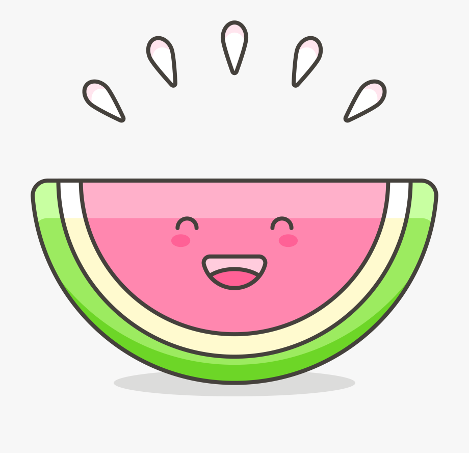 Line drawing cartoon with. Watermelon clipart smiley face