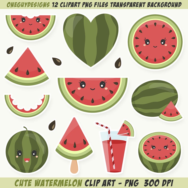Watermelon clipart watermelom. Cute clip art instant