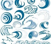 Tidal wave illustration logo. Waves clipart curl