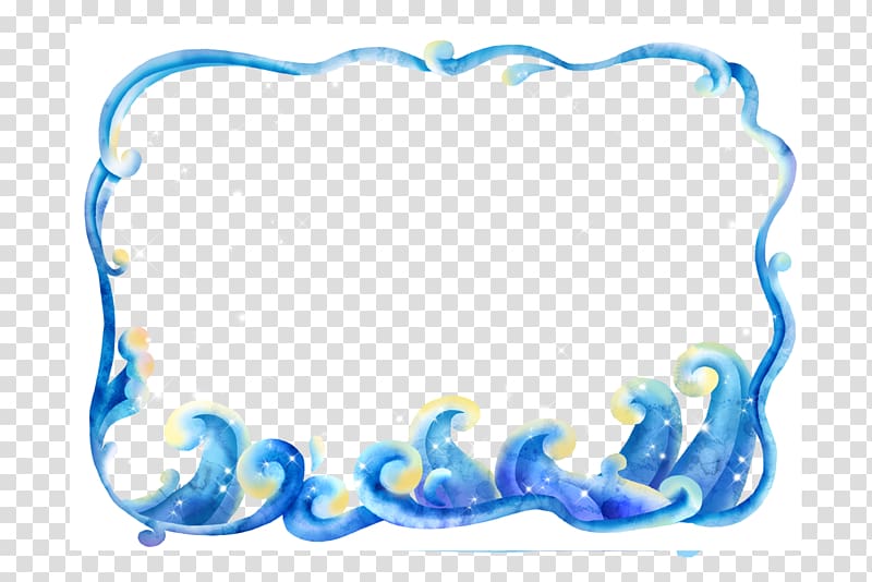 Blue and yellow wave. Waves clipart frame