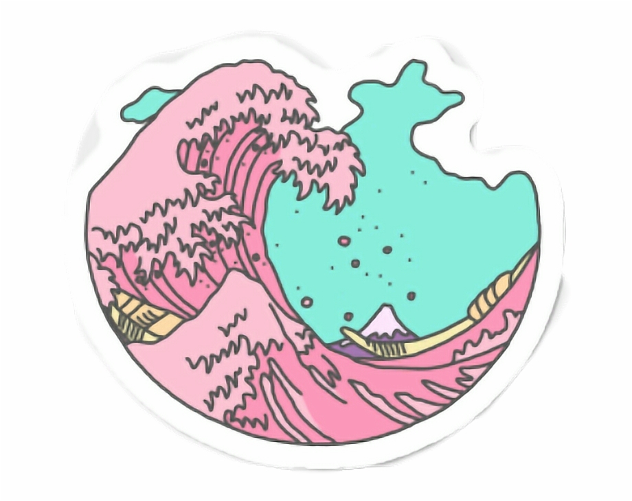 Waves clipart transparent tumblr. Png stickers great wave