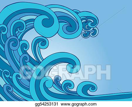 Eps illustration blue wave. Waves clipart tsunami