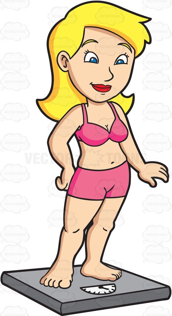Weight clipart fitness goal. A woman checking her
