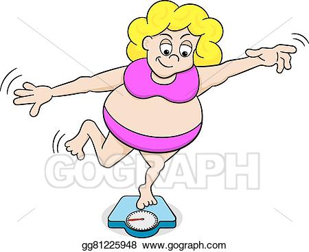Weight clipart overweight scale. Vector art woman balancing