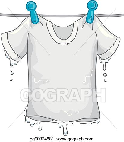 Wet clipart. Vector english antonym shirt