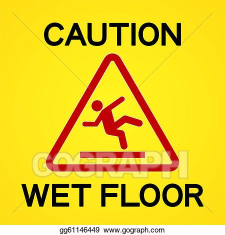 Wet clipart wet floor. Vector art caution eps