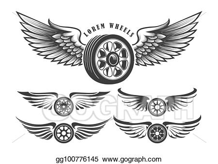 wheel clipart winged