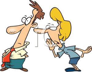A colorful cartoon of. Whisper clipart office gossip