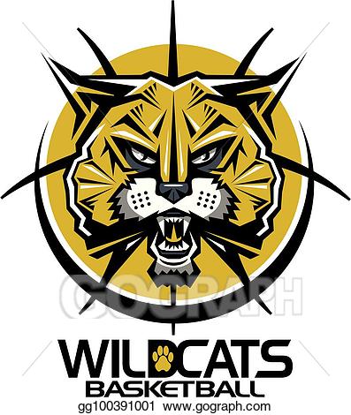 Vector illustration wildcats basketball. Wildcat clipart tribal