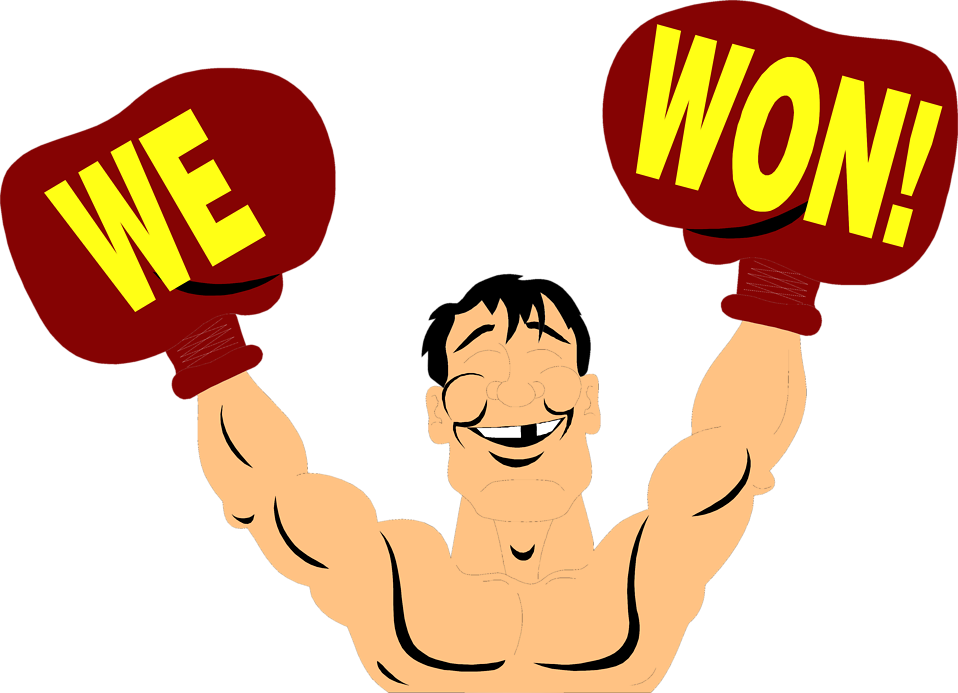 We won . Wrestlers clipart victory