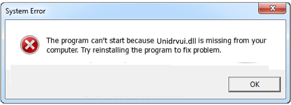 Fix unidrvui dll is. Windows error png