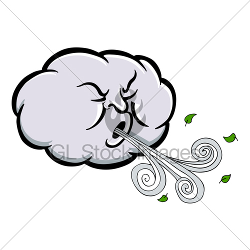 Windy clipart angry wind. Cloud blowing gl stock