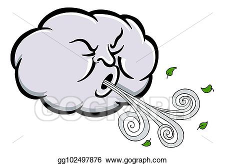 Windy clipart cartoon. Eps illustration angry cloud