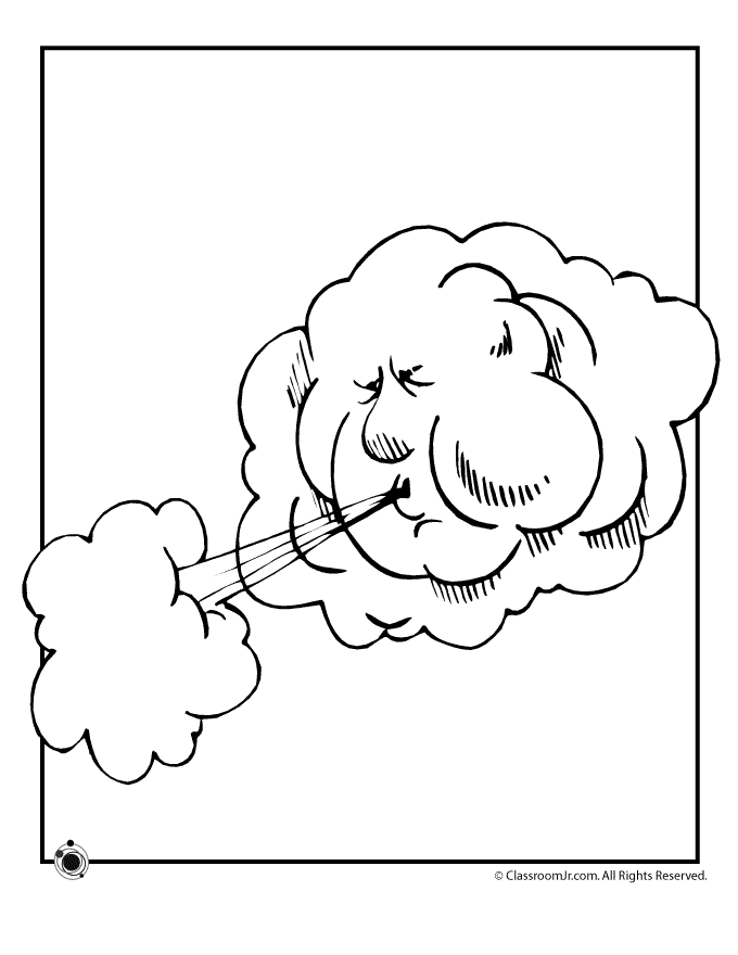 Weather coloring pages children. Windy clipart colour