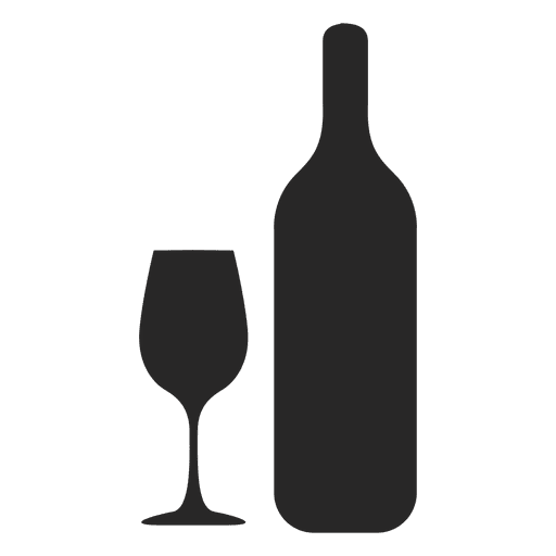 Wine bottle and glass png. Silhouette transparent svg vector