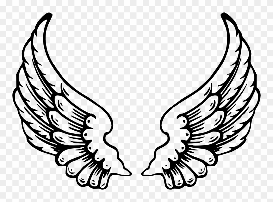 Wing clipart archangel. Graphic black and white