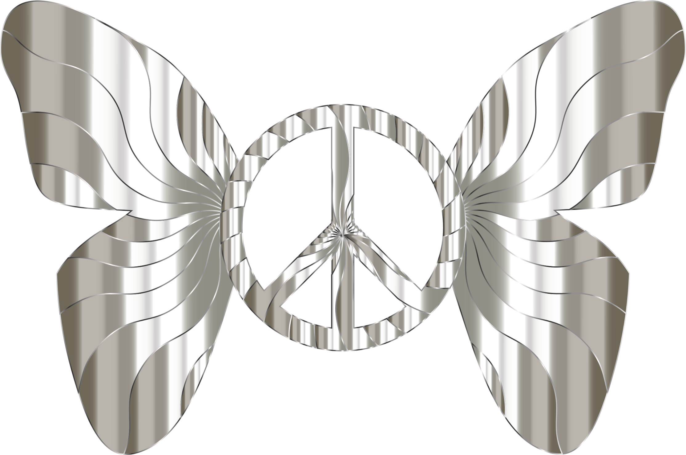 Wing clipart metal. Groovy peace sign butterfly