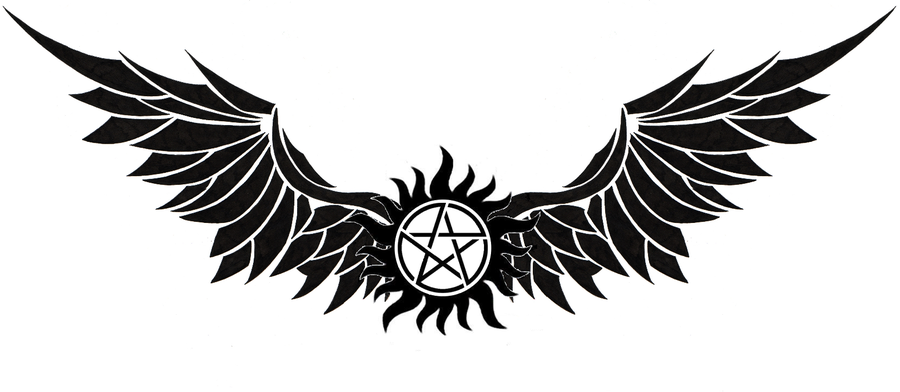Wing clipart supernatural. Anti possession tattoo from