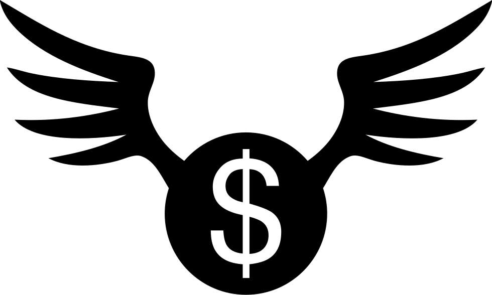 Dollar coin with wings. Wing clipart svg file free