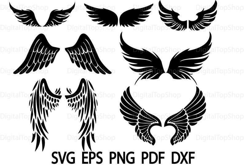 Angels wings bundle file. Wing clipart svg