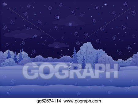 Eps vector christmas landscape. Winter clipart night