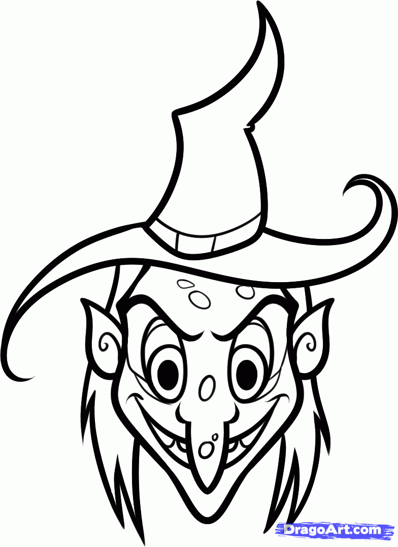 How to draw a. Witch clipart easy