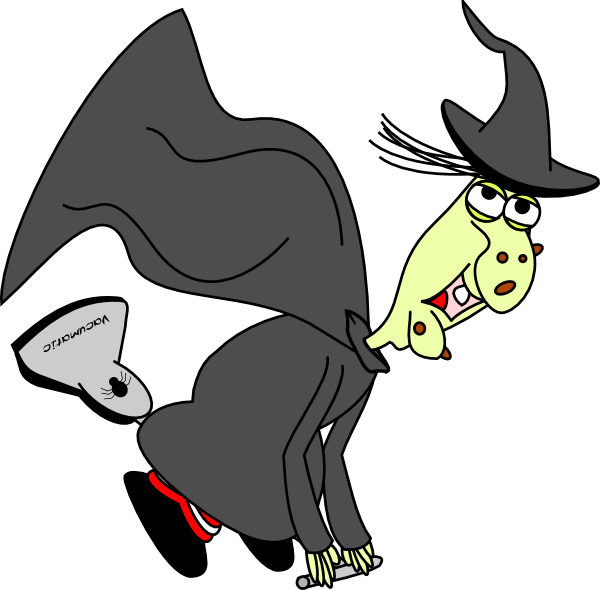 On vacuum cleaner clip. Witch clipart stick
