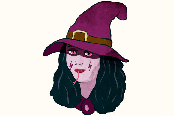 witch clipart tongue