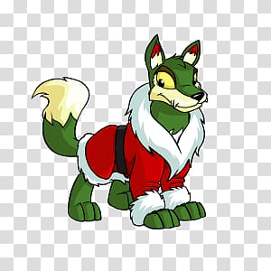 Wolves clipart christmas. Green wolf wearing red