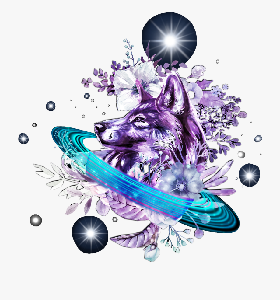 Wolf clipart galaxy. Sticker transparent background 