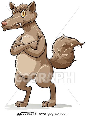 Wolves clipart standing. Vector scary wolf illustration