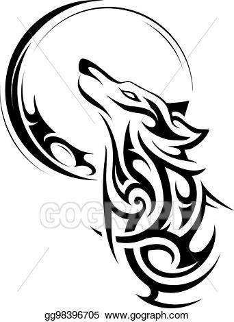 Vector tattoo illustration . Wolf clipart tribal