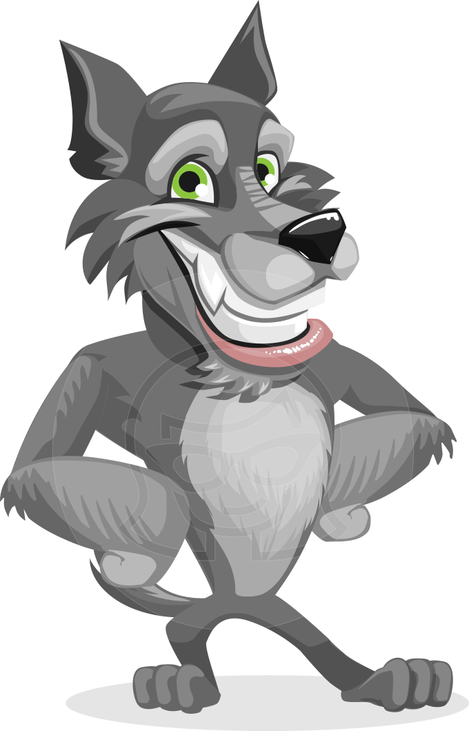 Wolf clipart vector. Cartoon character wolfie paws