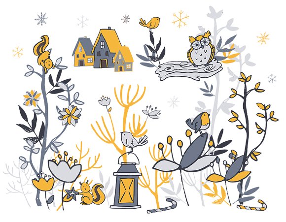 Winter illustrations creative market. Woodland clipart