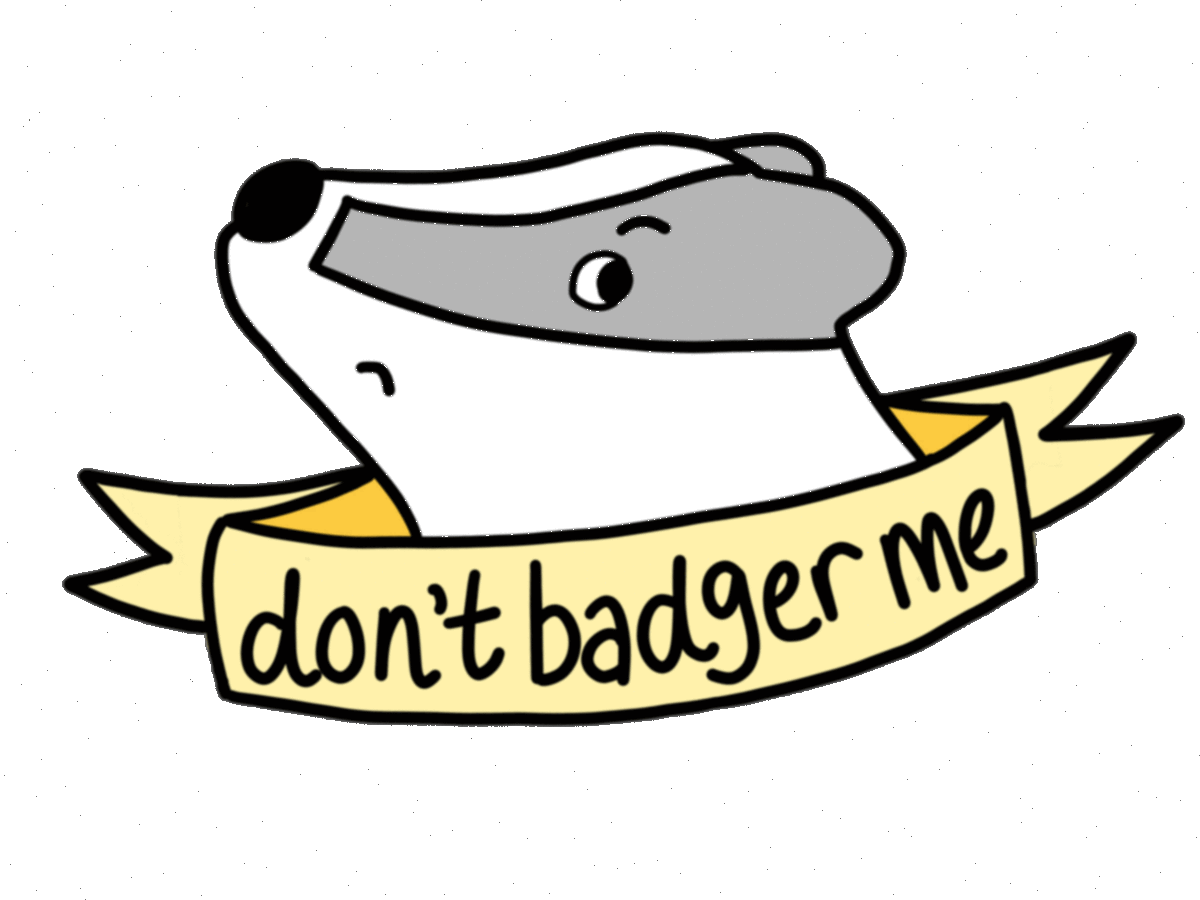 Woodland clipart badger. Go away pun sticker