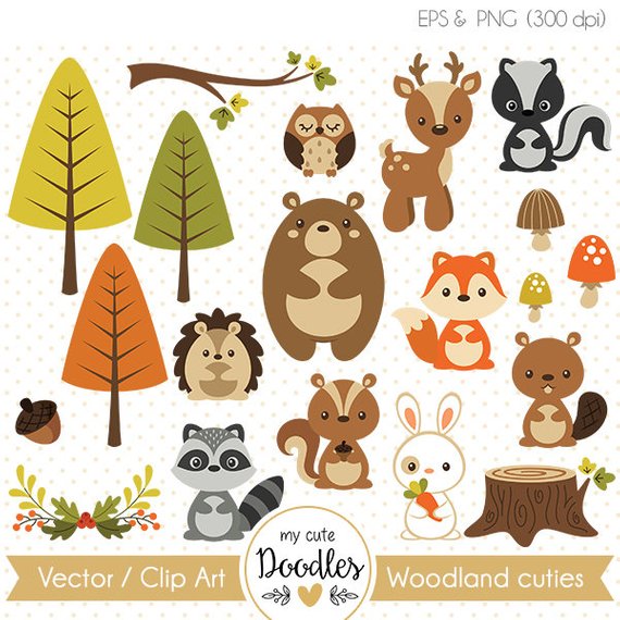 Nursery . Woodland clipart cute fall animal