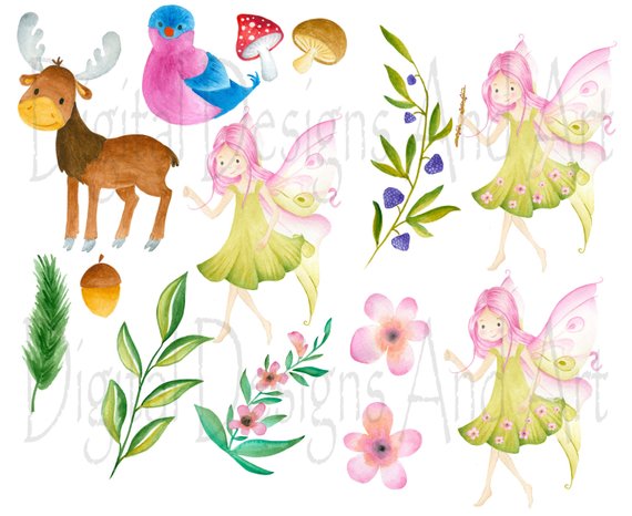 Woodland clipart fairy woodland. Forest illustration moose 