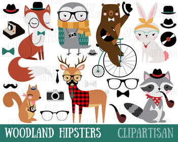 Animals . Woodland clipart hipster