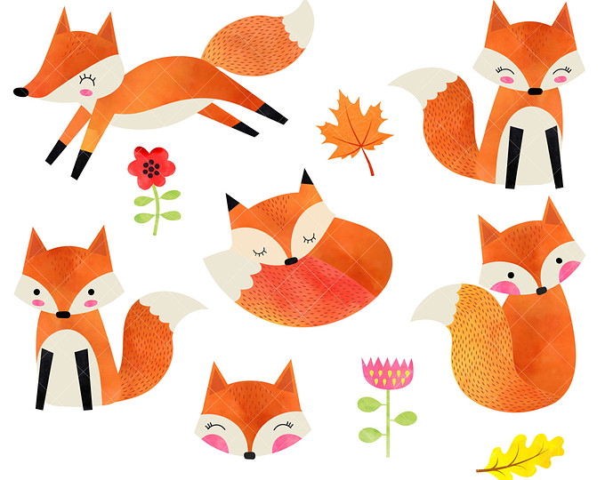Woodland clipart little fox. Baby animals free download