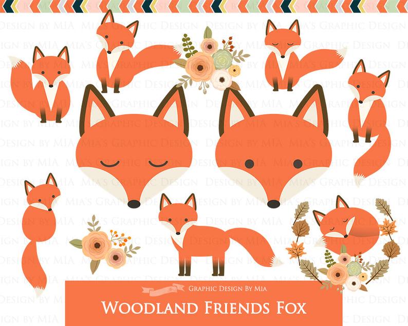 Friends digital autumn fall. Woodland clipart red fox