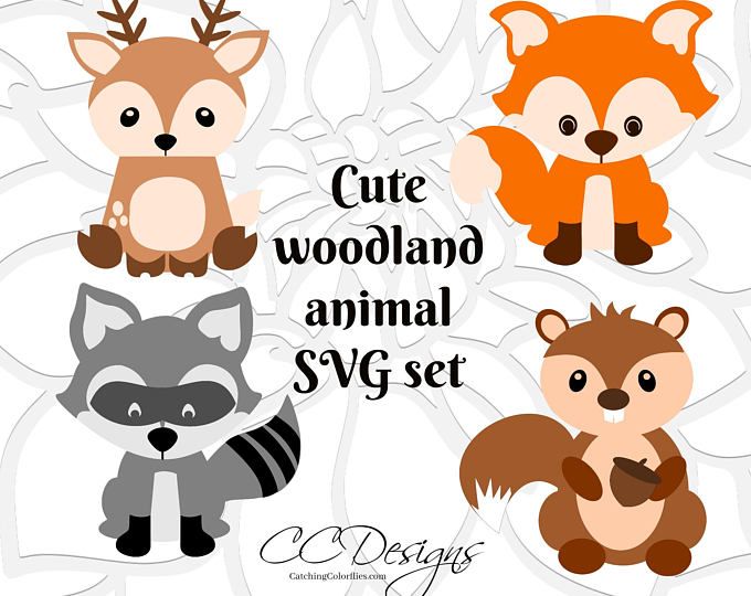 Animal set cute baby. Woodland clipart svg