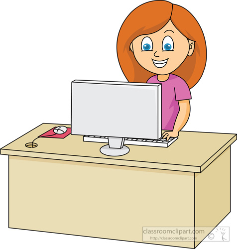 Girl at . Work clipart