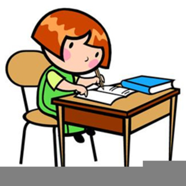 Child at desk free. Working clipart