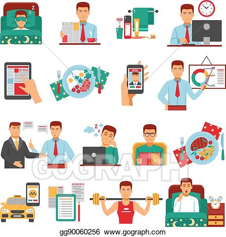 Working clipart daily work. Vector stock man routine