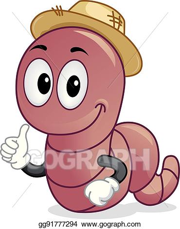 Clip art vector mascot. Worm clipart hat
