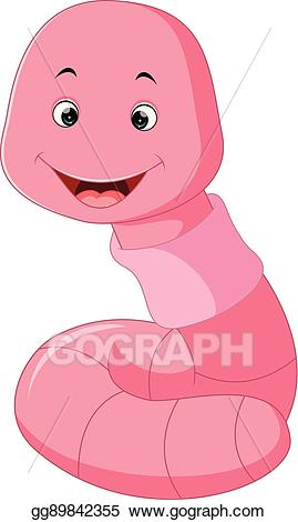 Worm clipart pink worm. Vector illustration cute cartoon