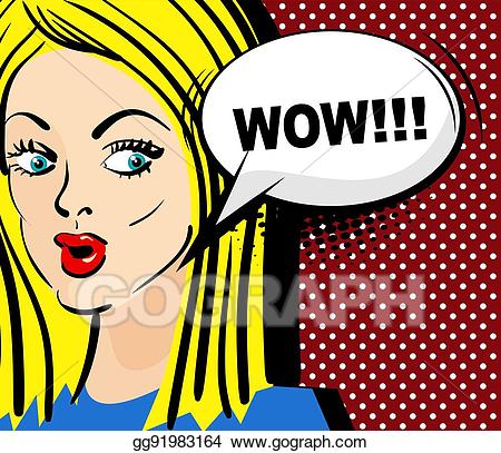 Wow clipart surprised. Vector stock blonde long